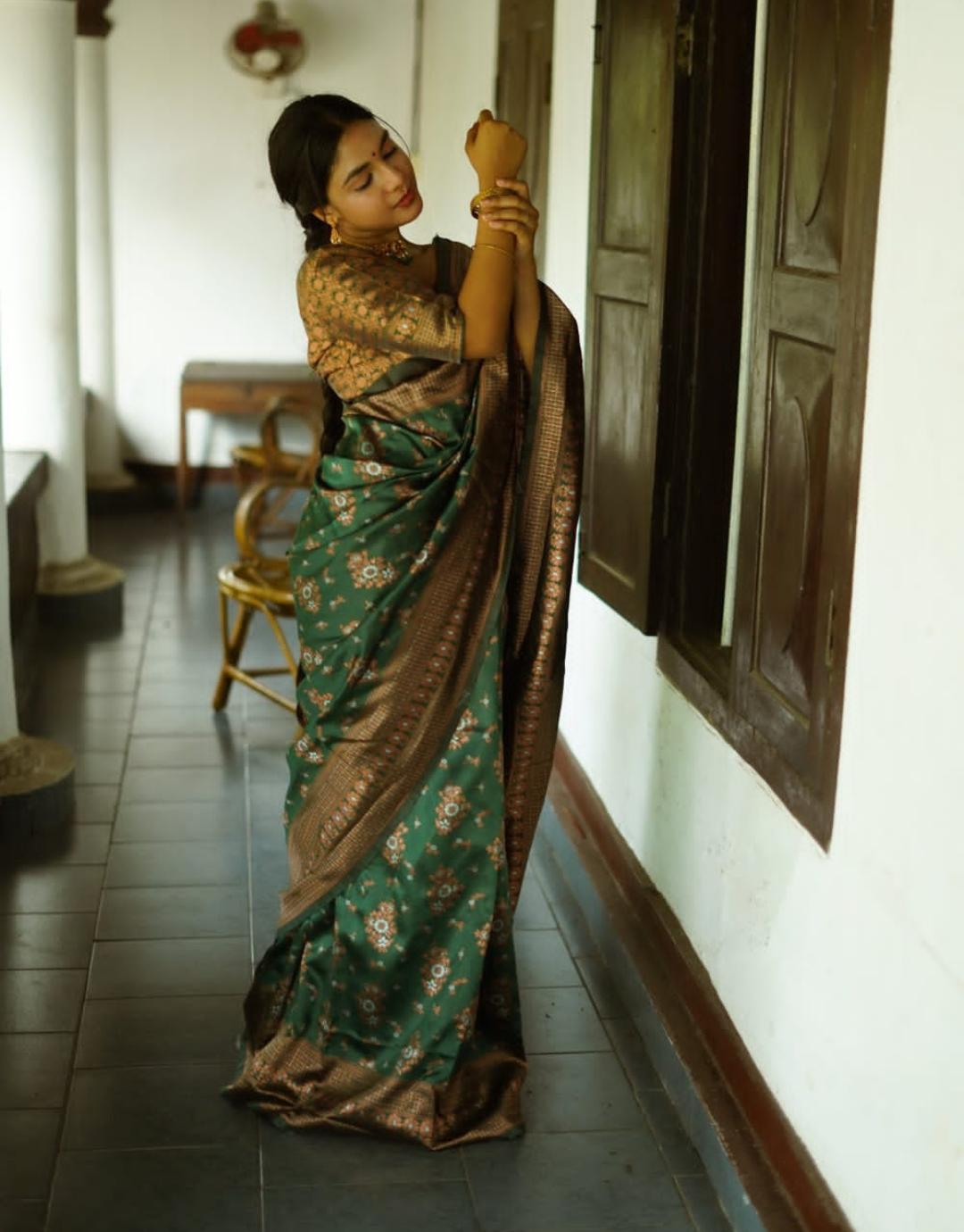 Neela Dark Green Soft Silk Saree