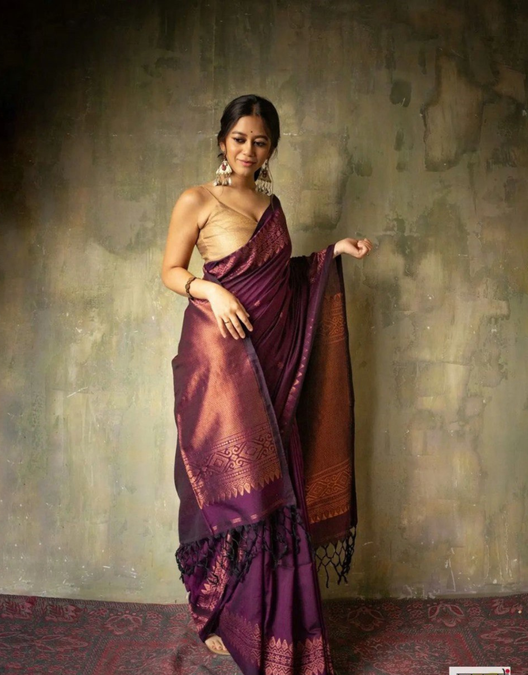 Kinjal Wine Banarasi Silk Saree