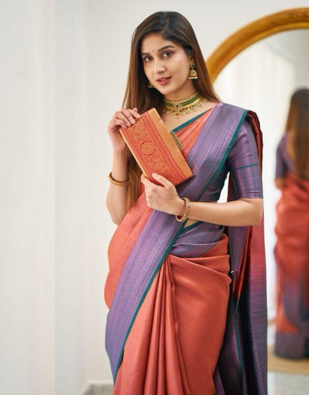 Jivika Orengy Red Kanchipuram Silk Saree