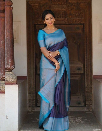 Urvashi Blue Soft Silk Saree