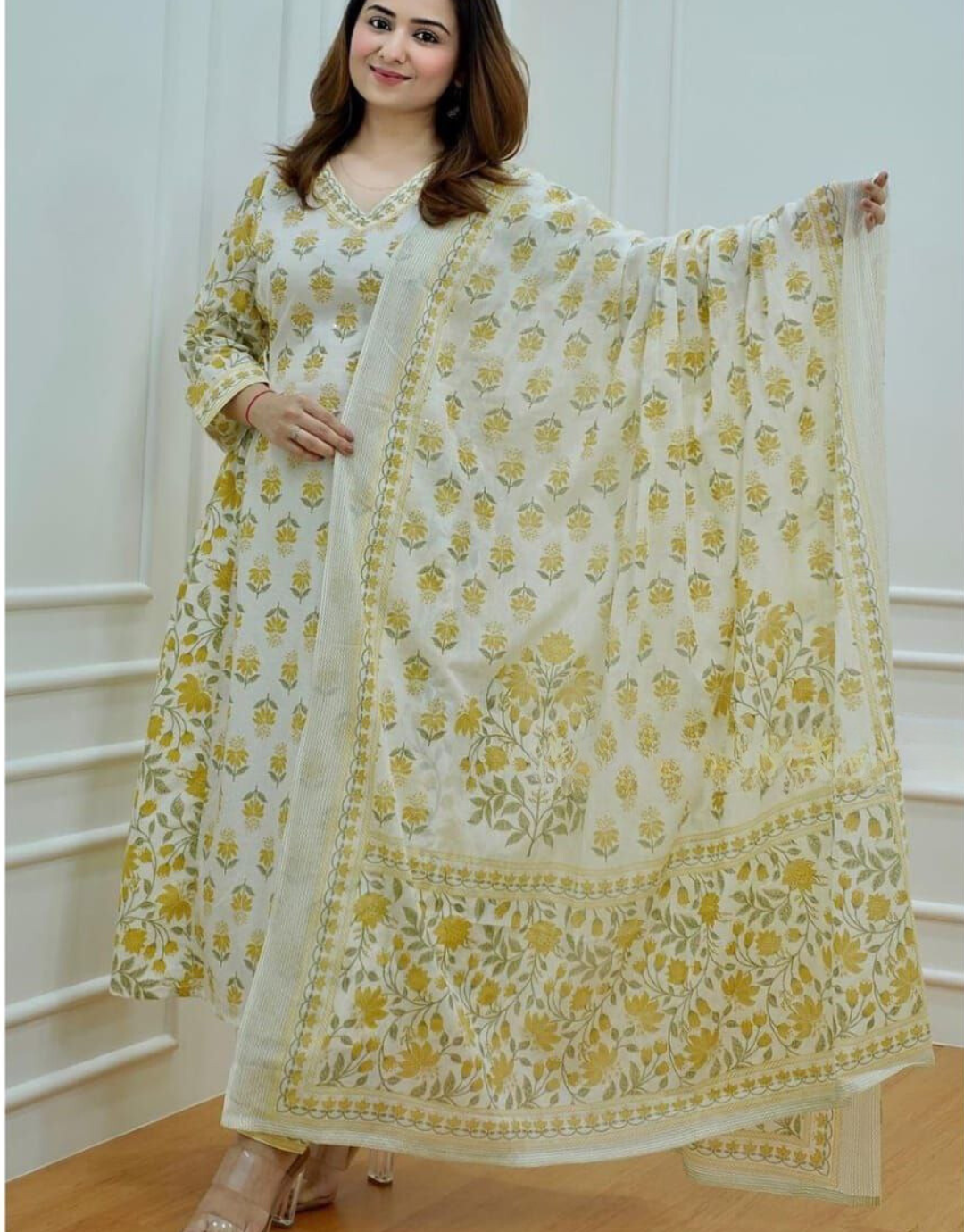 Vaani Yellow Cotton Kurta Dupatta Pair