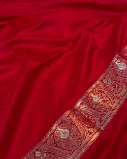Vanya - Cream Red Banarasi Paisley Zari Silk Saree