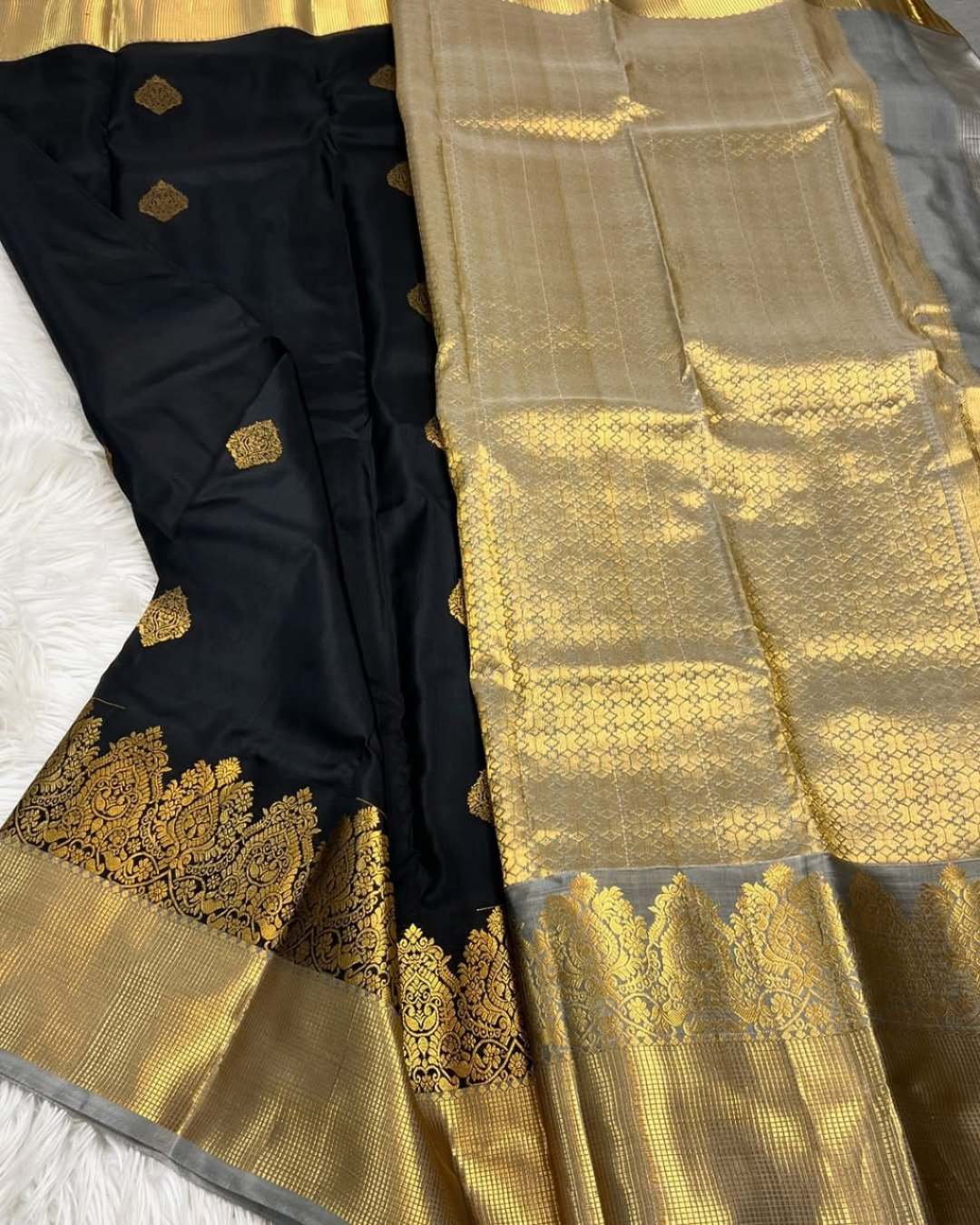 Ritika - Black Silk Saree with Grand Gold Zari Work