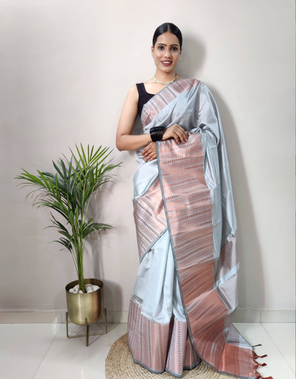 Himanshi Light Grey Soft Silk Saree