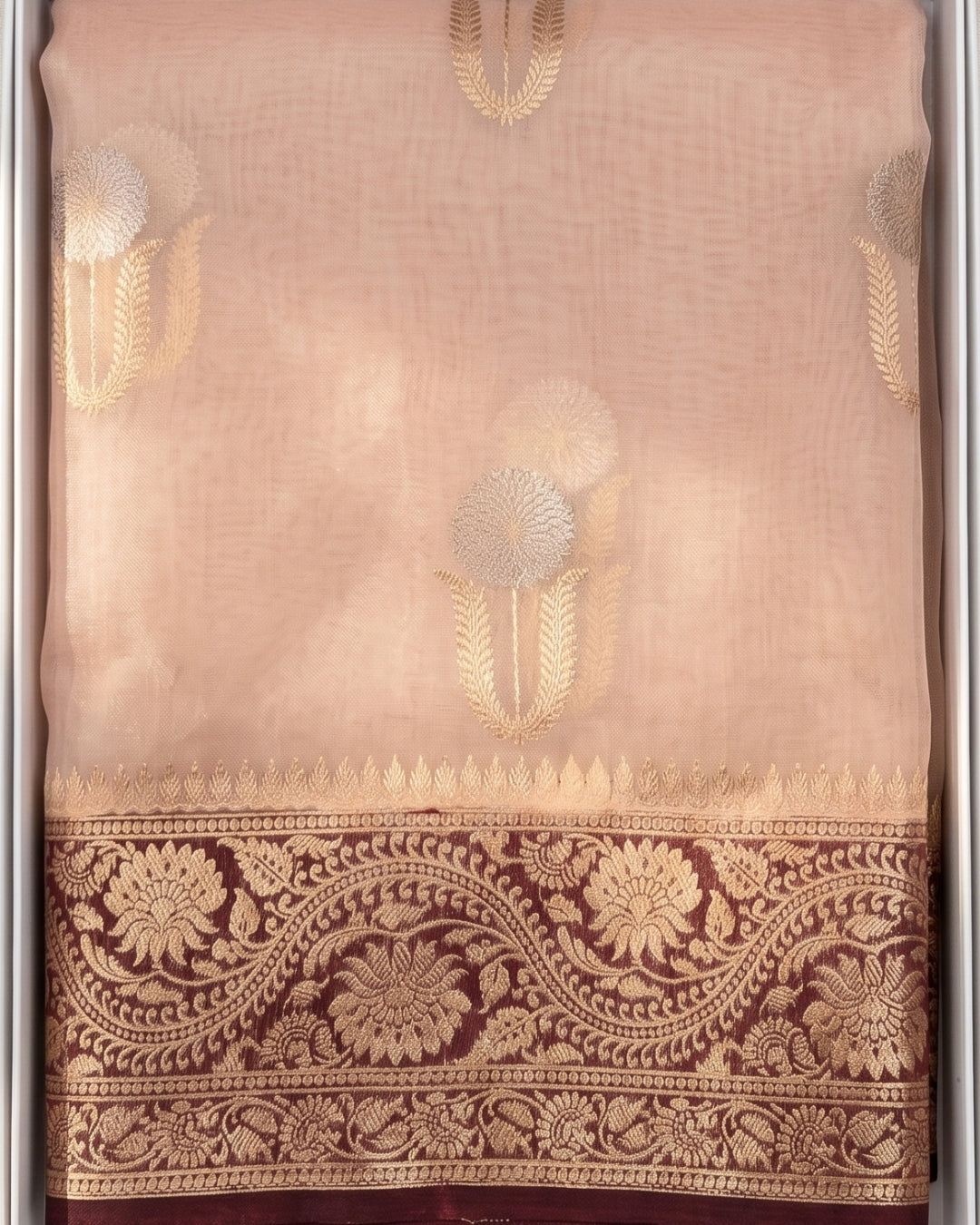 Tanirika – Peach Banarasi Heritage Zari Saree