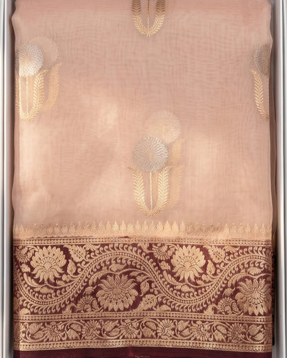 Tanirika – Peach Banarasi Heritage Zari Saree