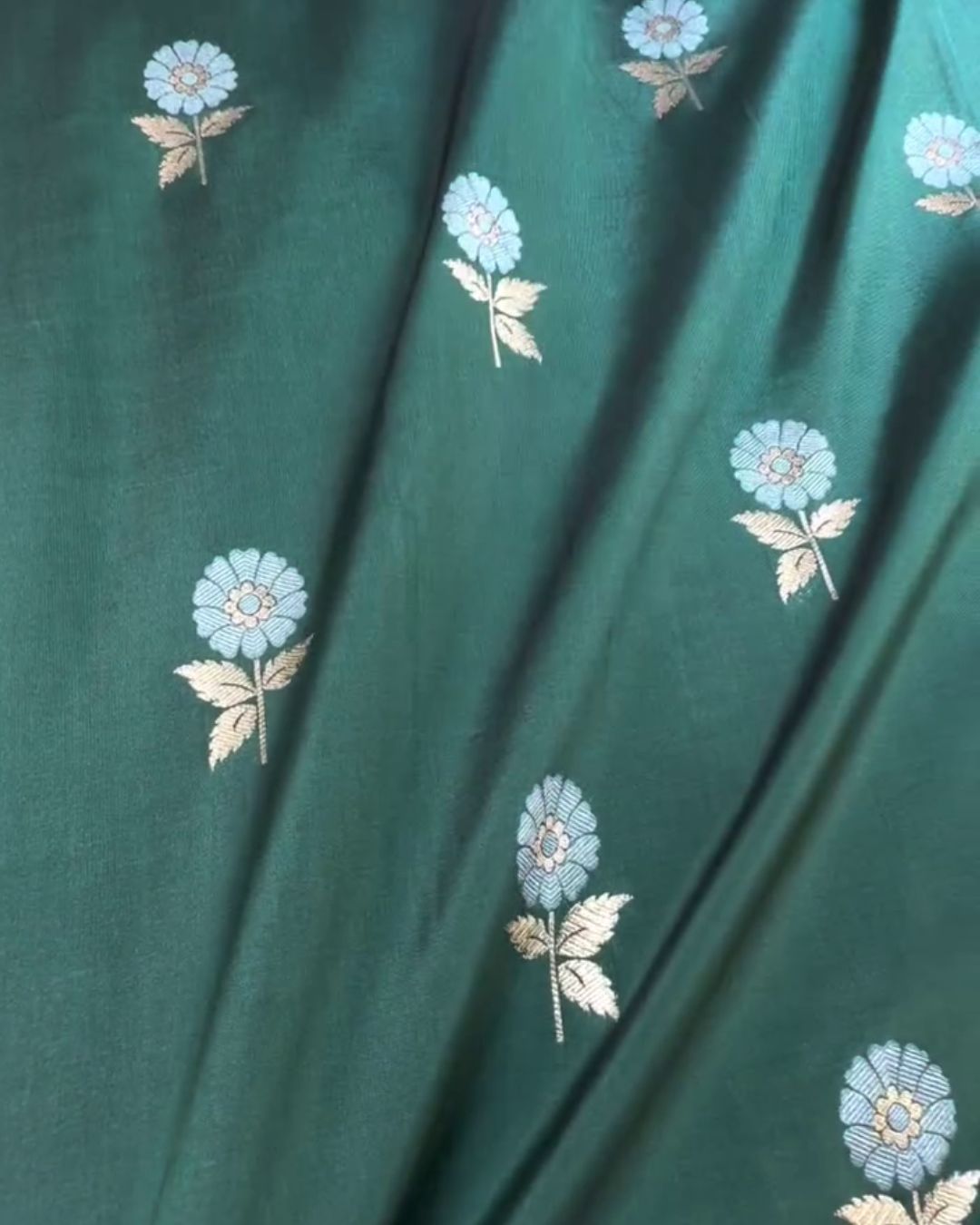 Ritambhara - Teal Green Banarasi Silk Saree with Silver Zari Jaal