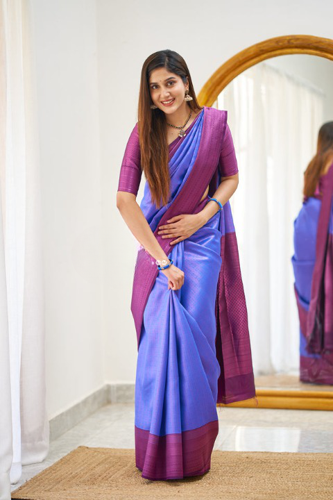 Kali Blue Soft Silk Saree