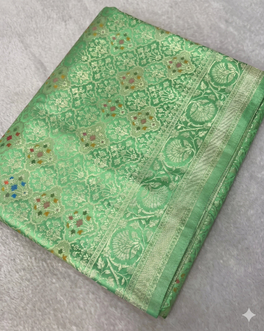 Avira - Mint Green Banarasi Silk Saree