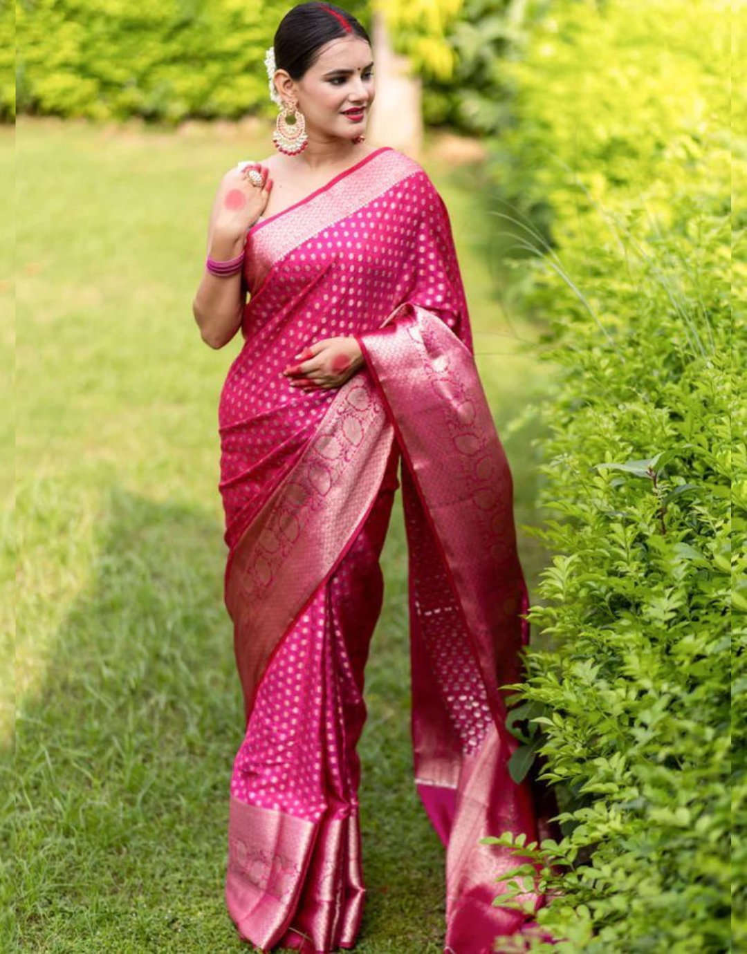 Krushna Pink Banarasi Silk Saree