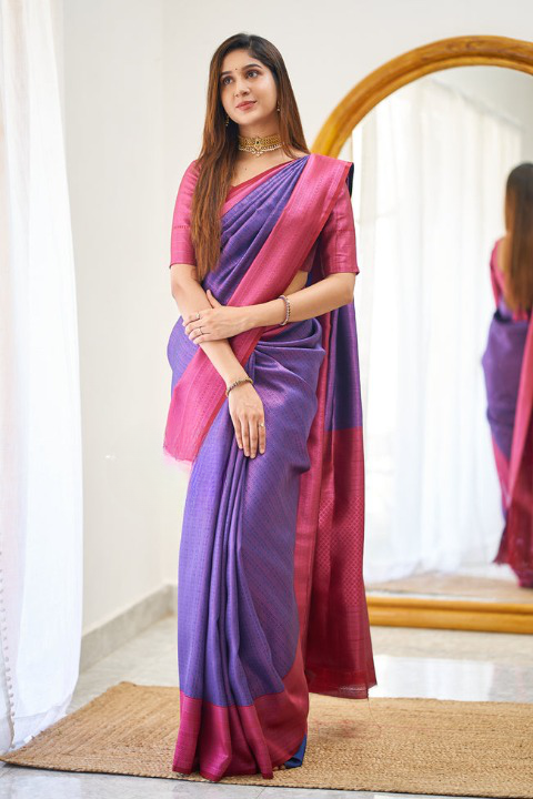 Kali Purple Soft Silk Saree