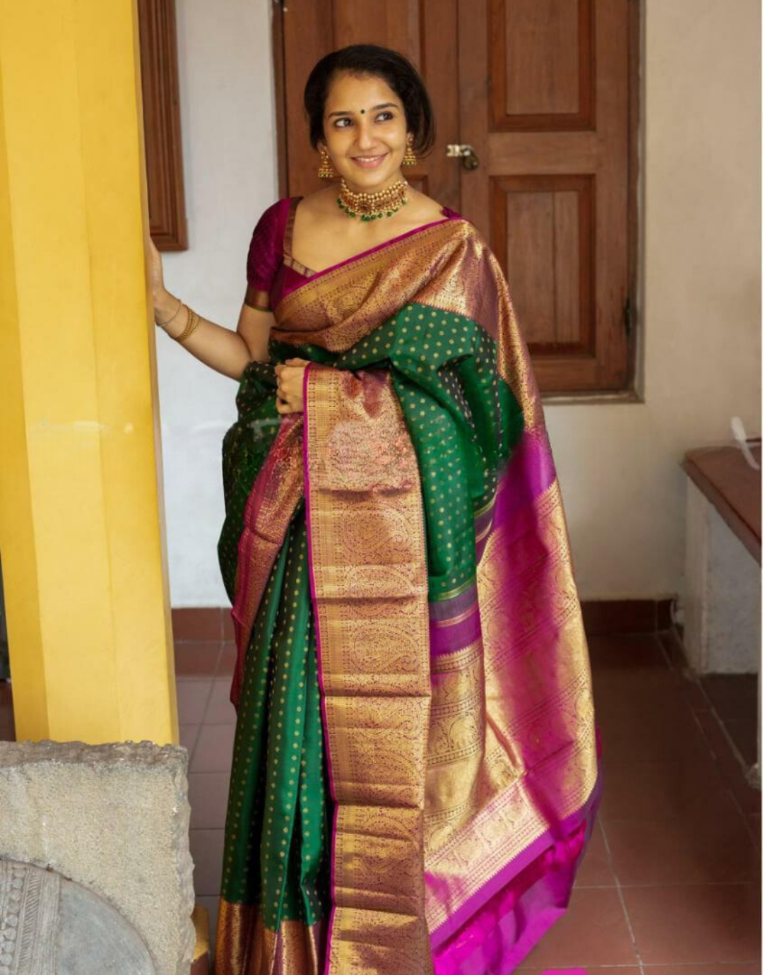 Malni Green Kanchipuram saree