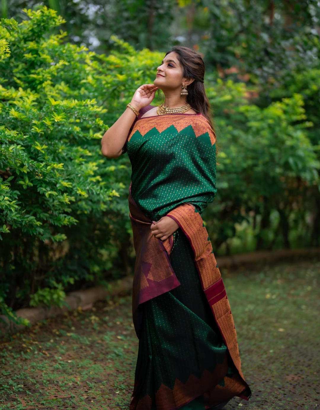 Namrata Dark Green Banarasi saree