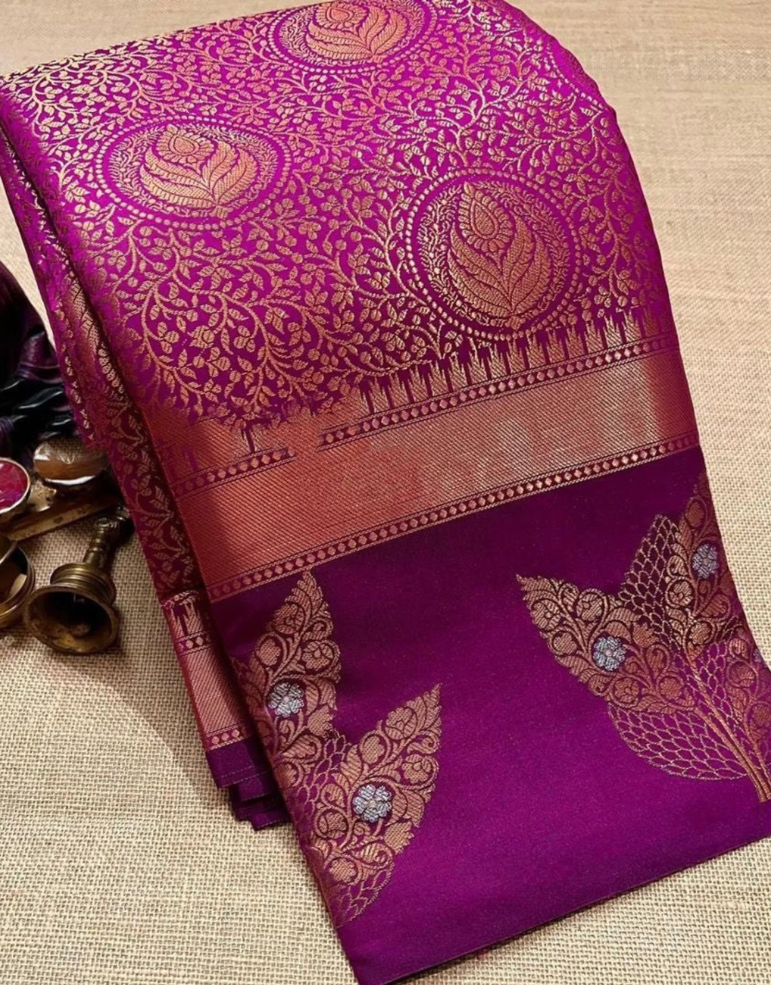 Heer Pansy Purple Soft Silk Saree With Colourful Blouse Peice