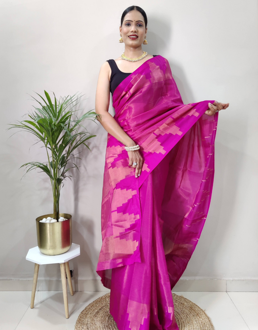 Jeevika Deep Pink Soft Silk Saree