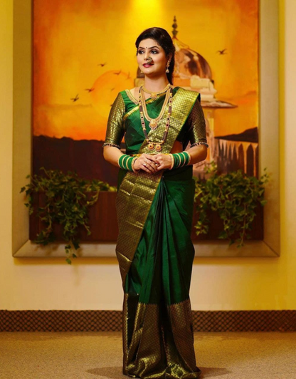 Kalyani Dark Green Kanchipuram Saree