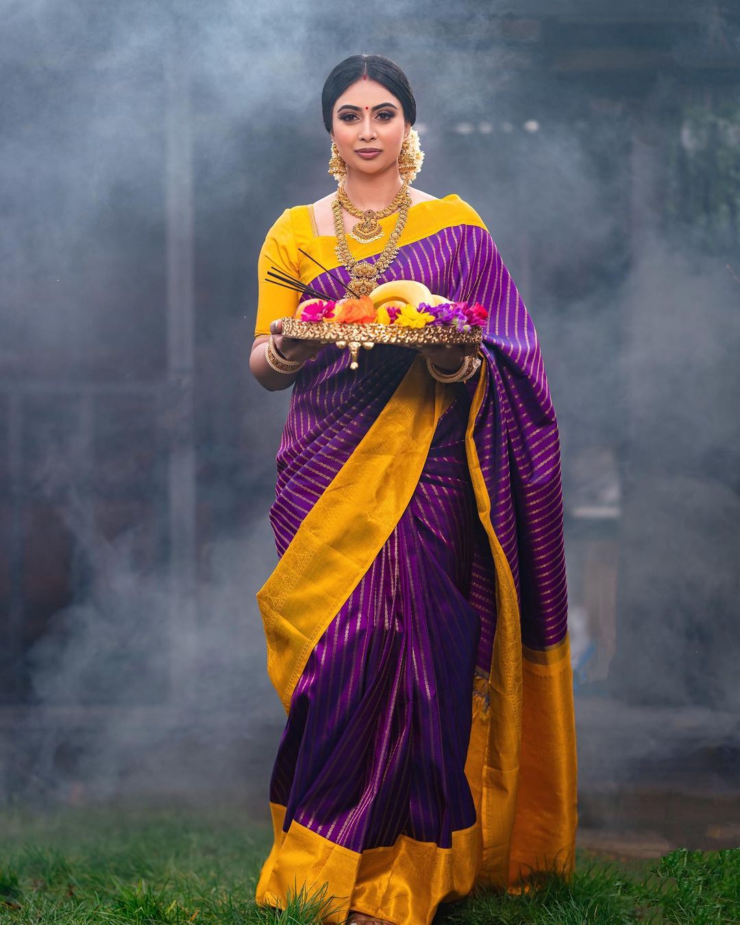 Dalliance Plum Soft Silk Saree With Eyecatching Blouse Piece Attached