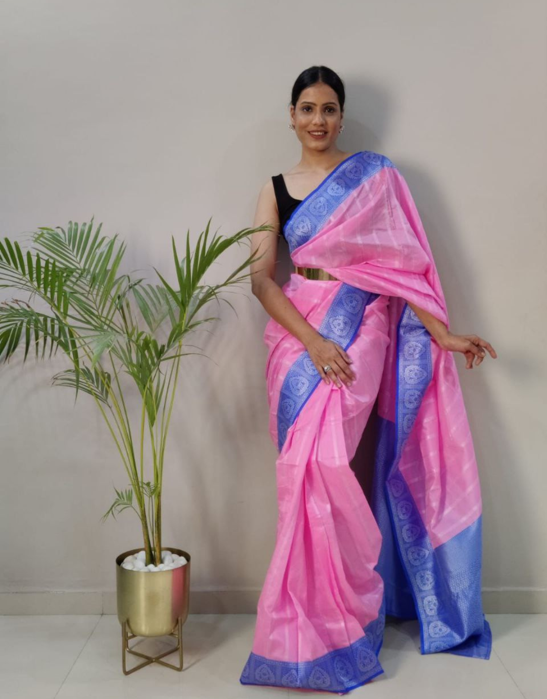 Neha Pink Just One Minute Ready To Wear Soft Silk Saree