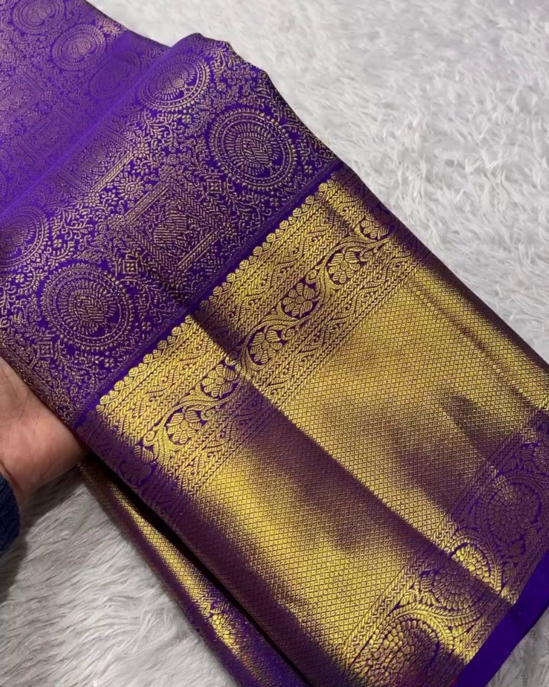 Niyati - Royal Purple Banarasi Silk Saree with Antique Zari Border