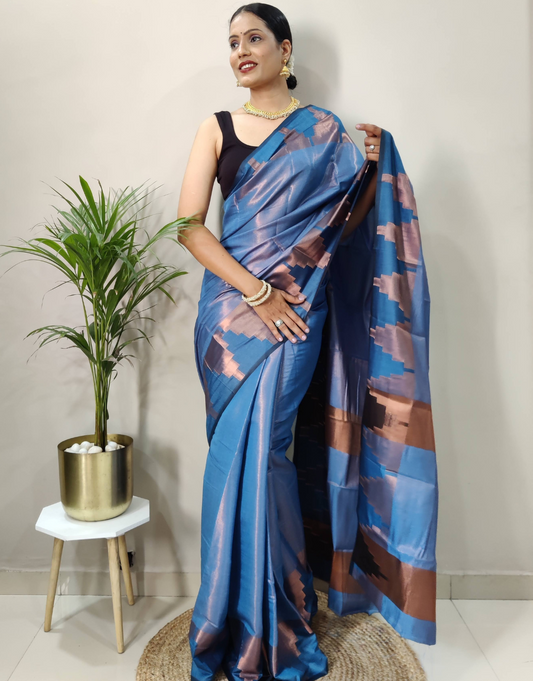 Jeevika Muted Blue Soft Silk Saree