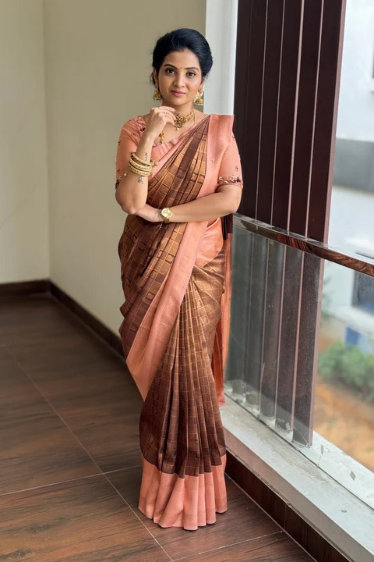 Radiant Ombre Brown Silk Saree