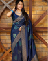 Cardi NavyBlue Soft Silk Saree