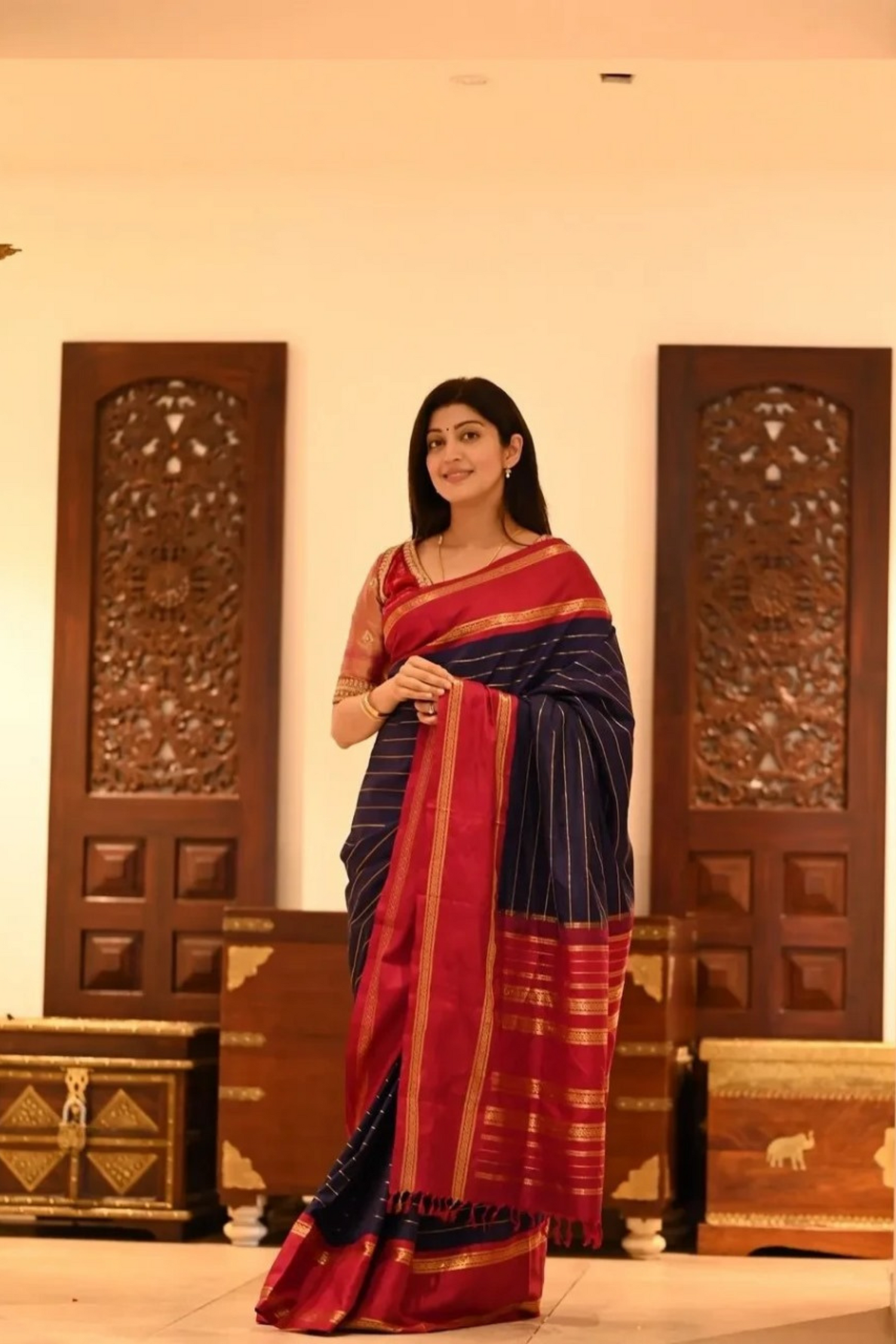 Bronze Sapphire - Handwoven Kanjivaram Saree