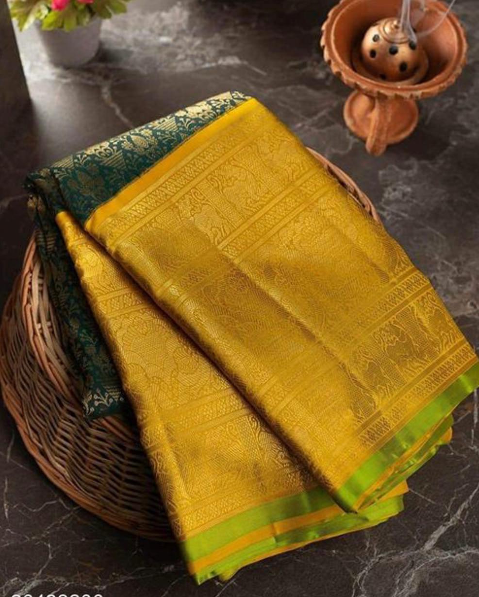 Giny Green Soft Silk Saree