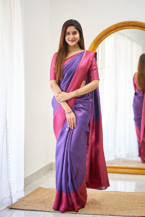 Kali Purple Soft Silk Saree