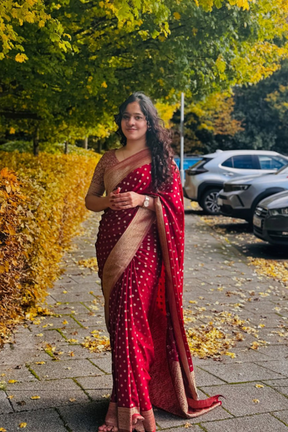 Candlelit Silk - Red Banarasi Silk Saree