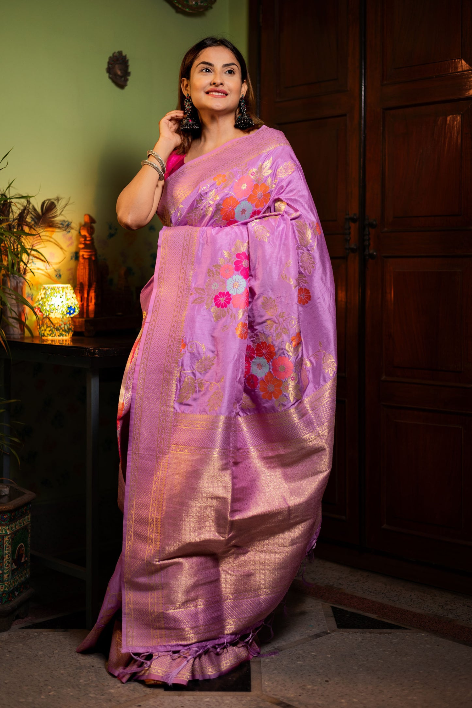 Amethyst Orchid - Banarasi Silk Saree