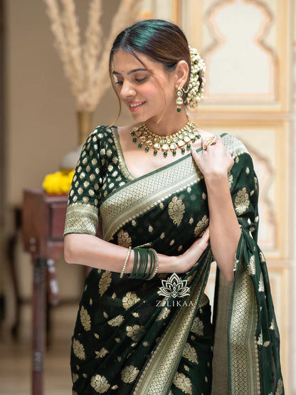 Sudha Green Banarasi Silk Saree