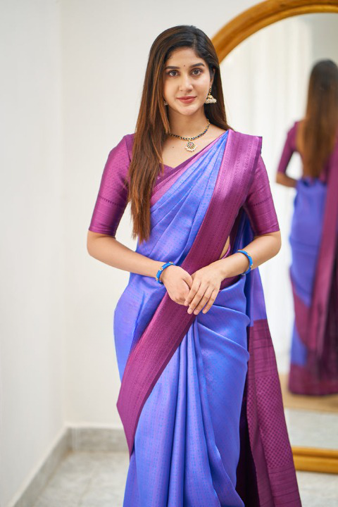 Kali Blue Soft Silk Saree