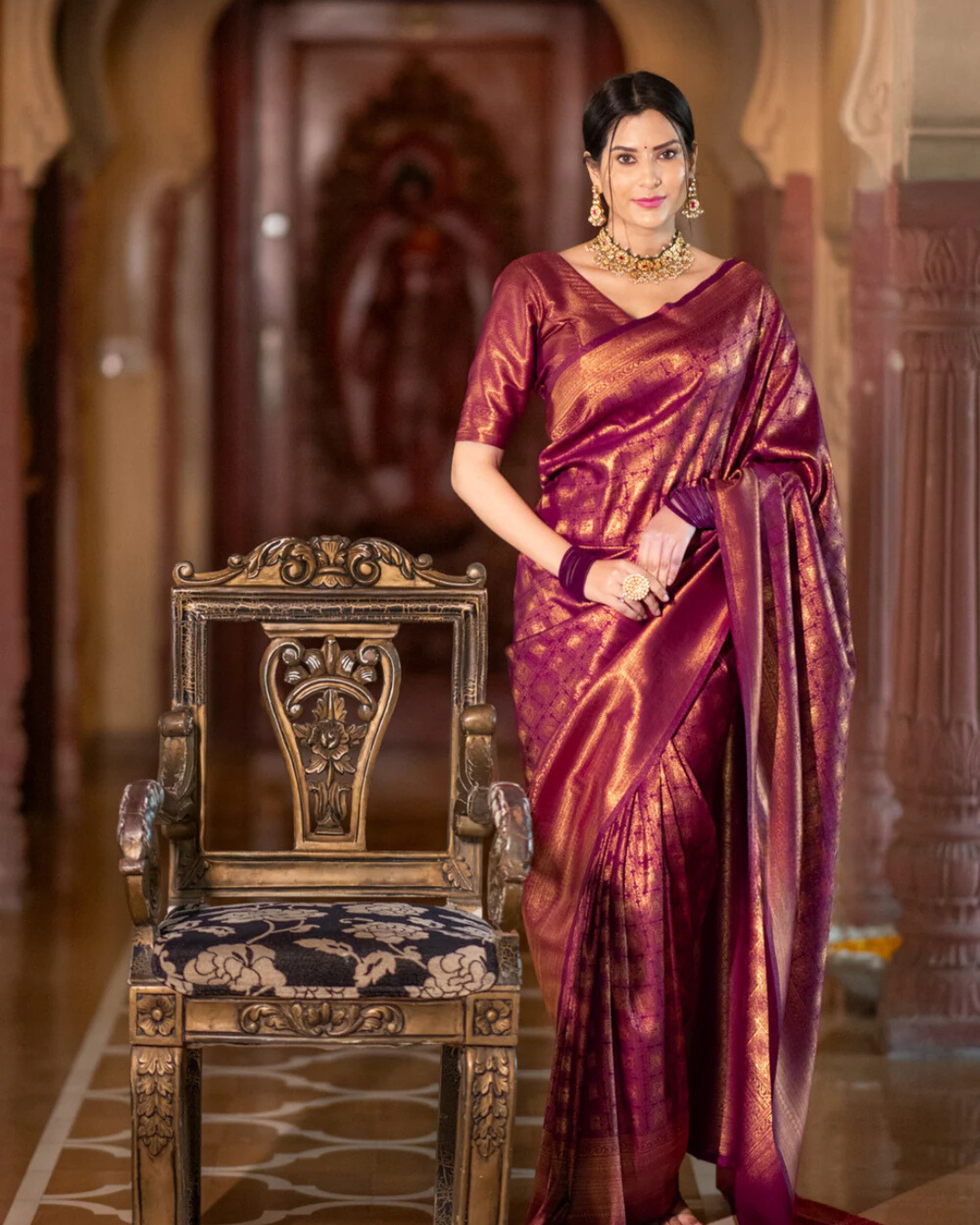 Royal Maroon - Banarasi Silk Saree