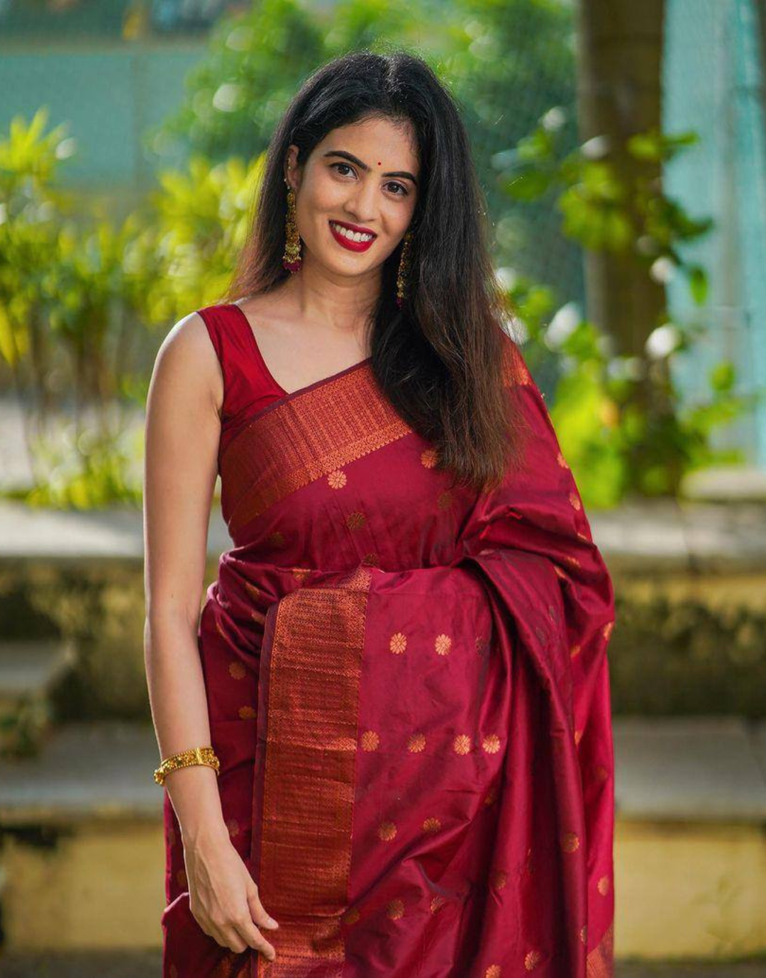 Paru Maroon Soft Silk Saree