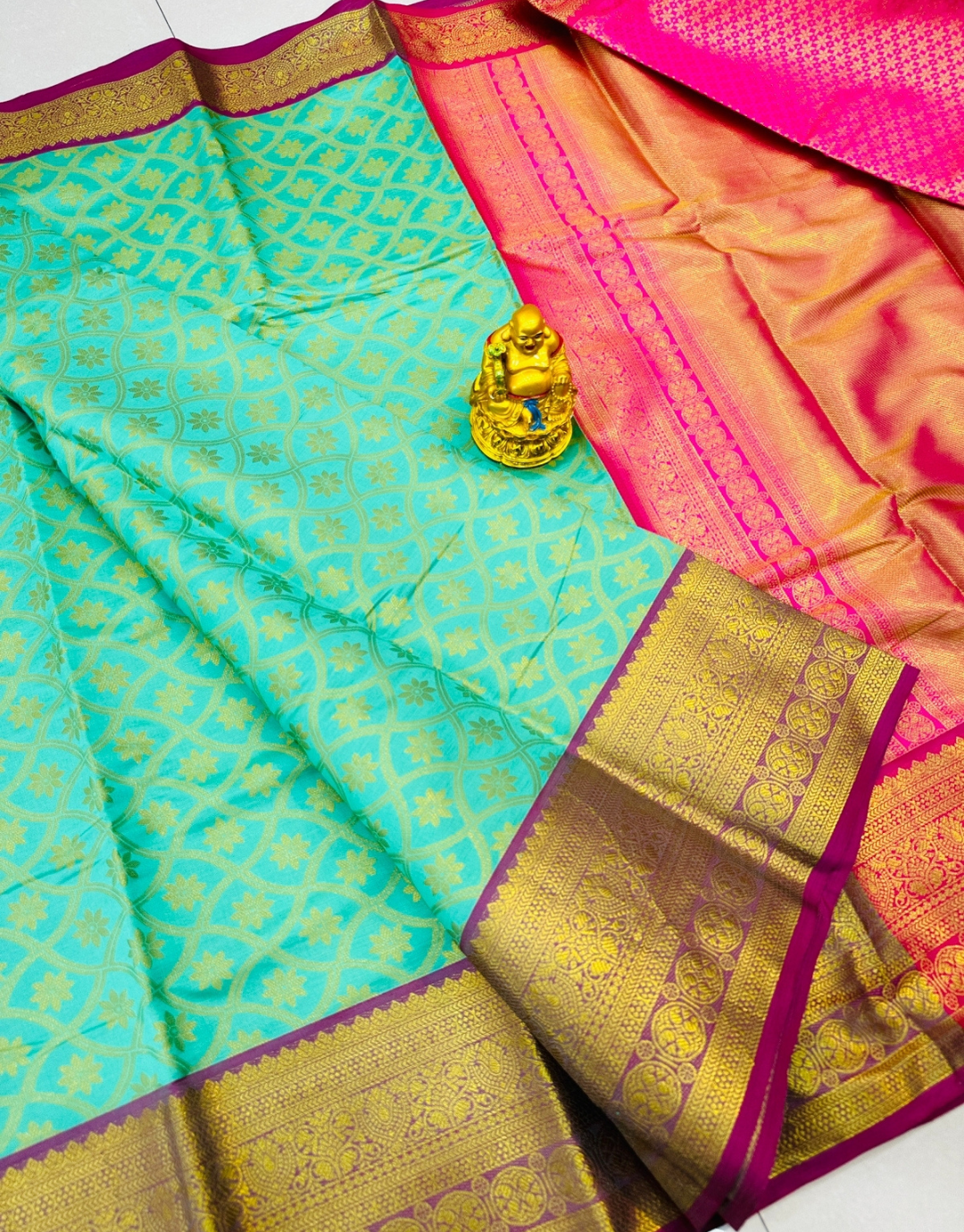 Sanjana Light Teal Banarasi Silk Saree