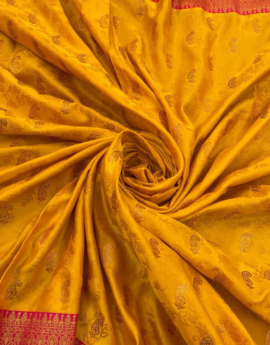 Neela Yellow Banarasi Satin Silk Saree