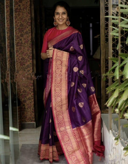 Mahek Purple Banarasi Silk Saree