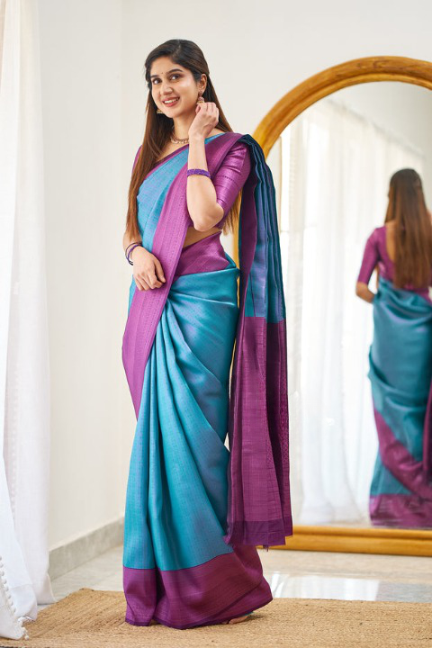 Kali Ramagreen Soft Silk Saree