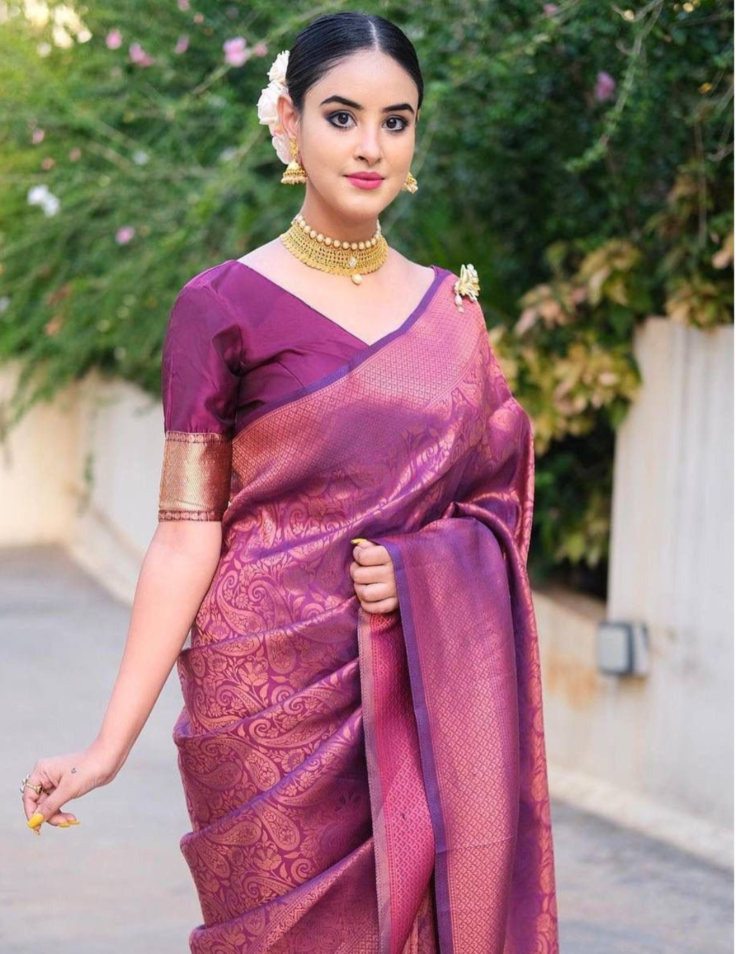 Hetal Purple Kanchipuram Saree