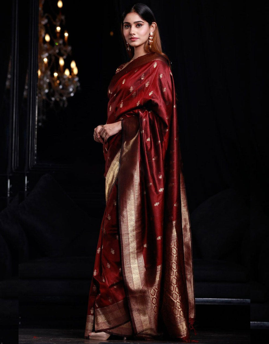 Shanti Maroon Banarasi Silk Saree