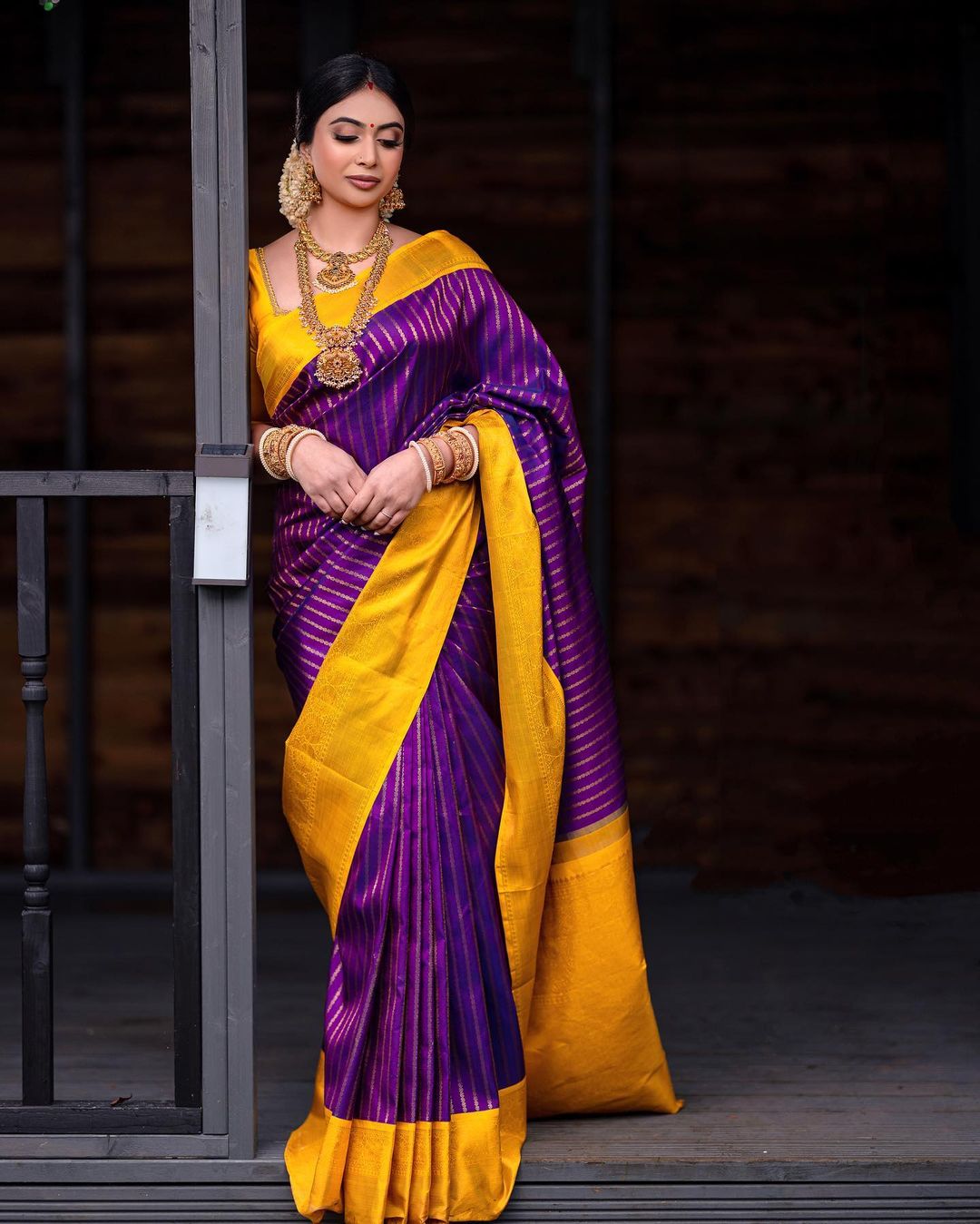 Dalliance Plum Soft Silk Saree With Eyecatching Blouse Piece Attached