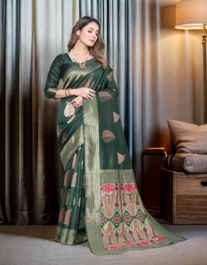 Niru DarkGreen Banarasi Soft Silk Saree