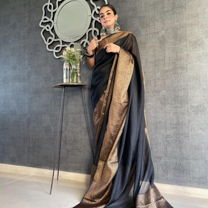 Shreya Black Soft Silk Saree