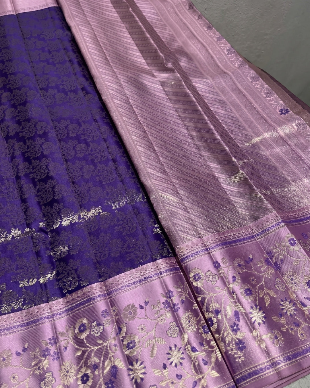 Aadhira - Lavender Bloom Banarasi Silk Saree