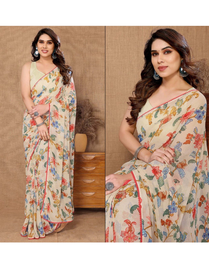 Lizzy Cream Ready To Wear Saree