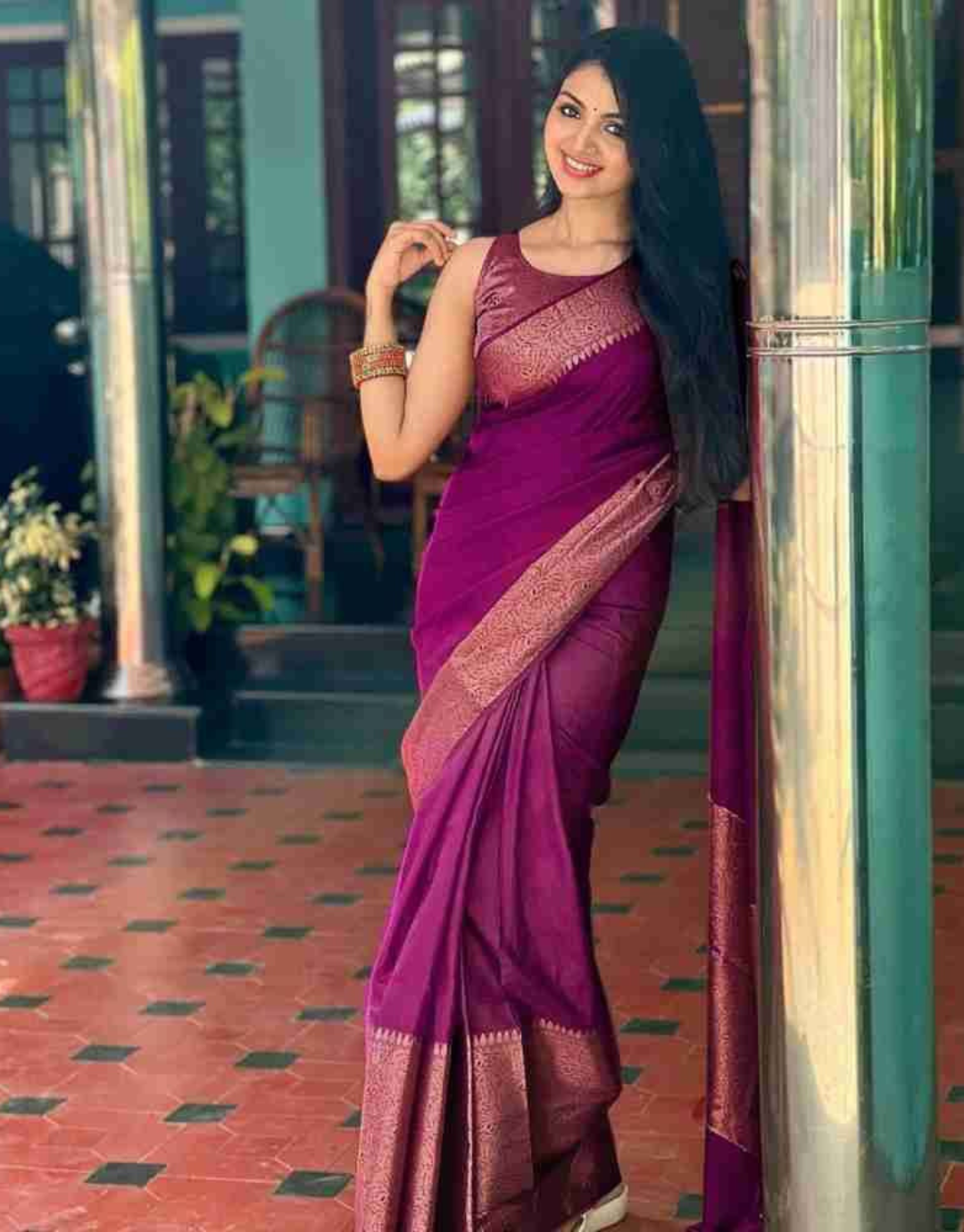 Sherya Wine Soft Silk Saree