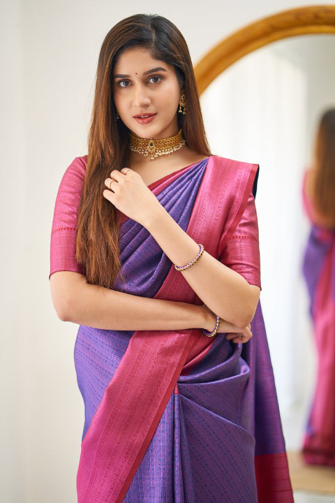 Kali Purple Soft Silk Saree