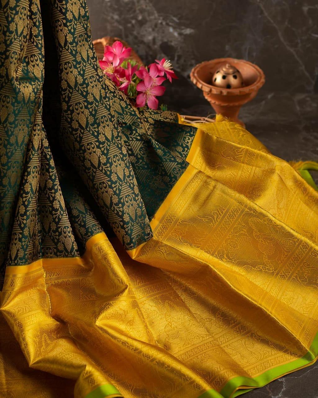 Giny Green Soft Silk Saree