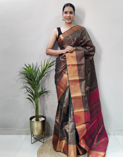 Reeva Brown Soft Silk Saree